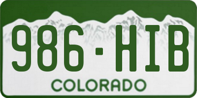 CO license plate 986HIB