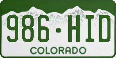 CO license plate 986HID