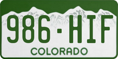 CO license plate 986HIF
