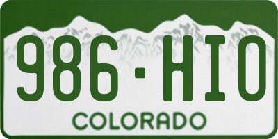 CO license plate 986HIO
