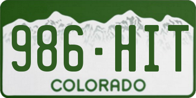 CO license plate 986HIT