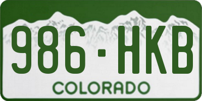 CO license plate 986HKB