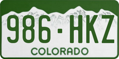 CO license plate 986HKZ
