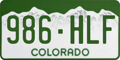 CO license plate 986HLF