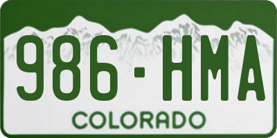 CO license plate 986HMA