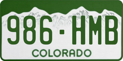 CO license plate 986HMB