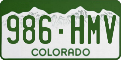 CO license plate 986HMV
