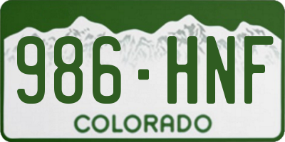 CO license plate 986HNF