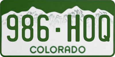 CO license plate 986HOQ