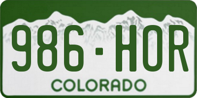 CO license plate 986HOR