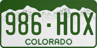 CO license plate 986HOX