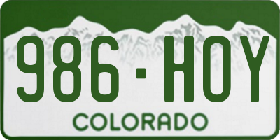 CO license plate 986HOY