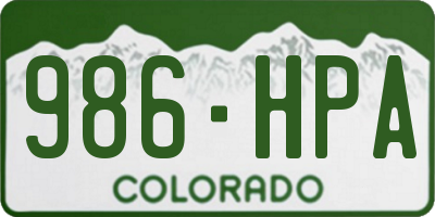 CO license plate 986HPA