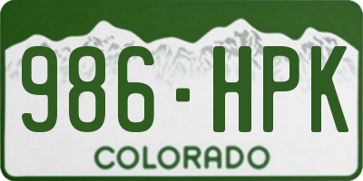 CO license plate 986HPK