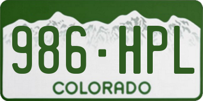 CO license plate 986HPL