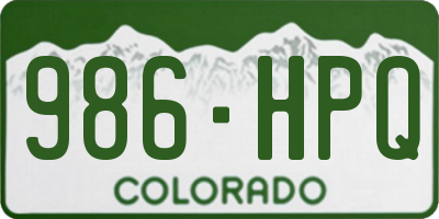 CO license plate 986HPQ