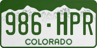 CO license plate 986HPR