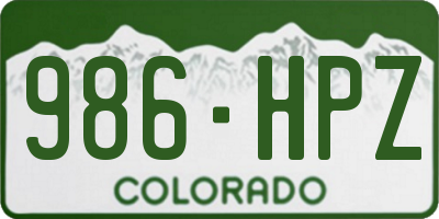 CO license plate 986HPZ