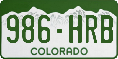 CO license plate 986HRB
