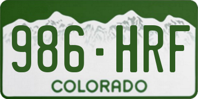 CO license plate 986HRF