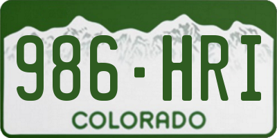 CO license plate 986HRI