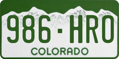 CO license plate 986HRO