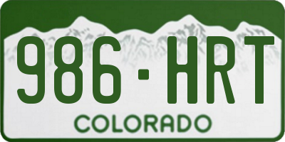 CO license plate 986HRT
