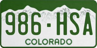 CO license plate 986HSA