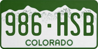CO license plate 986HSB
