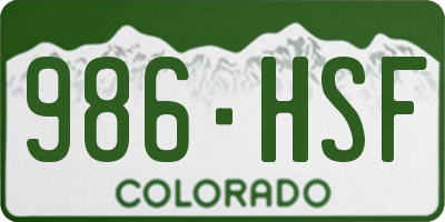 CO license plate 986HSF