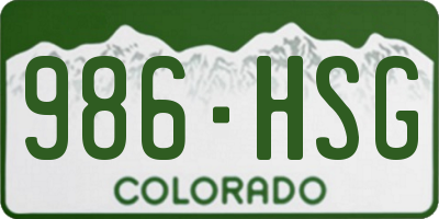 CO license plate 986HSG