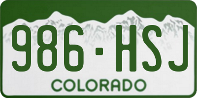 CO license plate 986HSJ