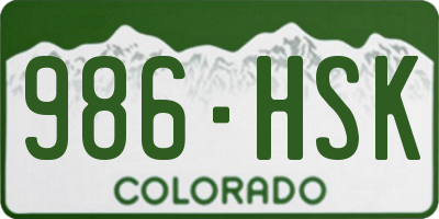 CO license plate 986HSK