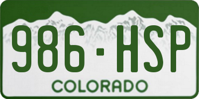 CO license plate 986HSP