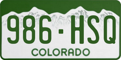 CO license plate 986HSQ