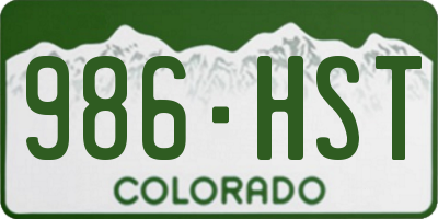 CO license plate 986HST