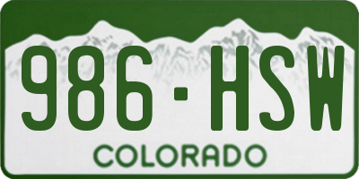 CO license plate 986HSW