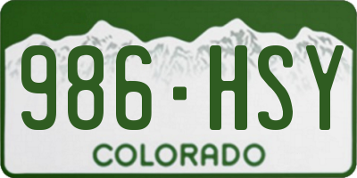 CO license plate 986HSY