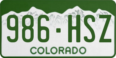 CO license plate 986HSZ