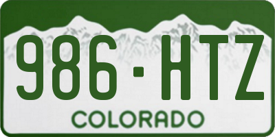 CO license plate 986HTZ