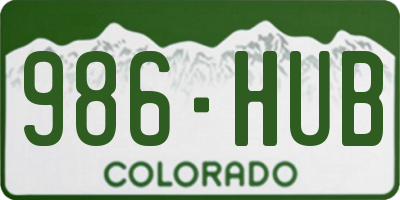 CO license plate 986HUB