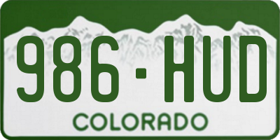 CO license plate 986HUD