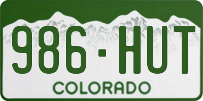 CO license plate 986HUT