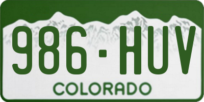 CO license plate 986HUV