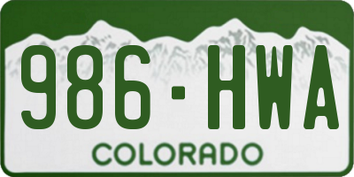 CO license plate 986HWA