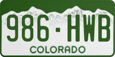 CO license plate 986HWB