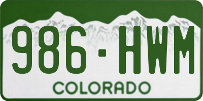 CO license plate 986HWM