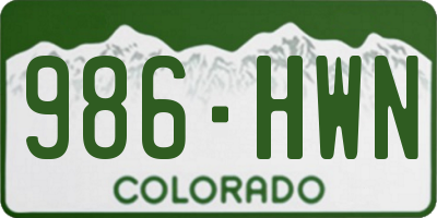 CO license plate 986HWN