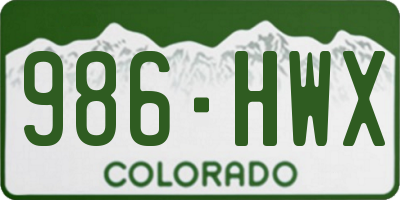 CO license plate 986HWX