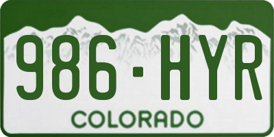 CO license plate 986HYR